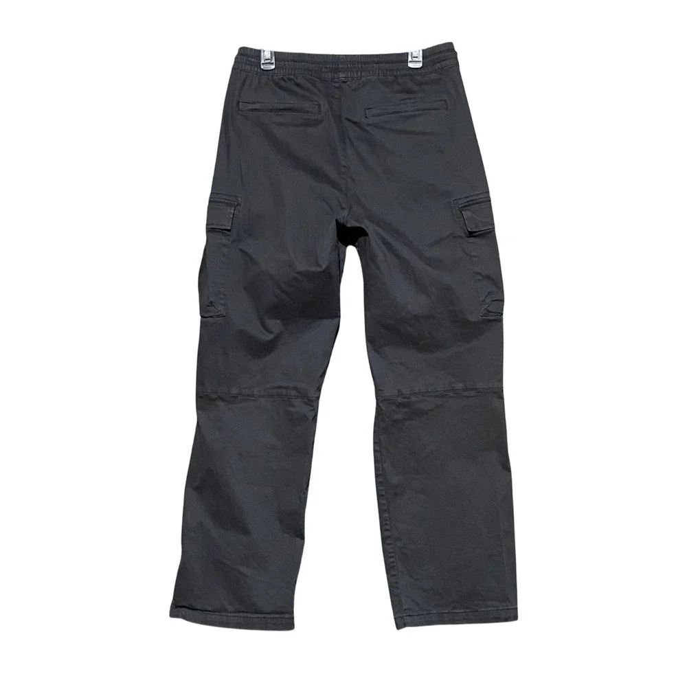 PacSun Mens Baggy Cargo Pants Black Elastic Waist Medium Streetwear Y2K Skater